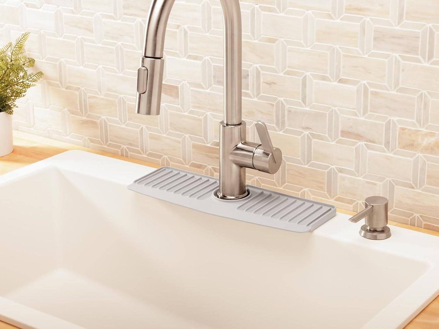 image:imageWeatherTech FaucetMat Protect Your Kitchen amp Bathroom Countertops Light GreyPebbleLight Grey