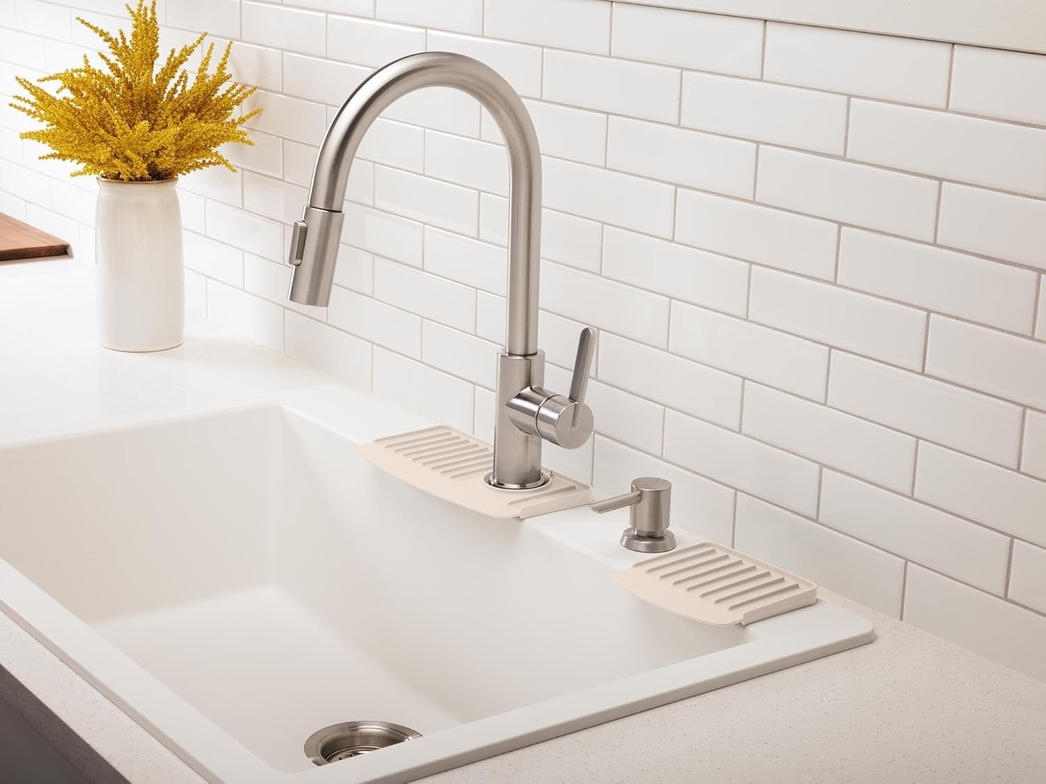 image:imageWeatherTech FaucetMat Protect Your Kitchen amp Bathroom Countertops Light GreyPebbleTan