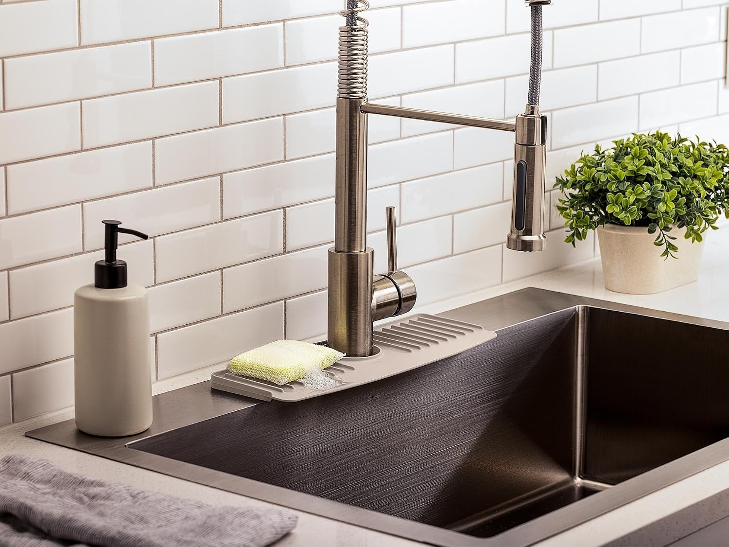 image:imageWeatherTech FaucetMat Protect Your Kitchen amp Bathroom Countertops Light GreyPebbleTan