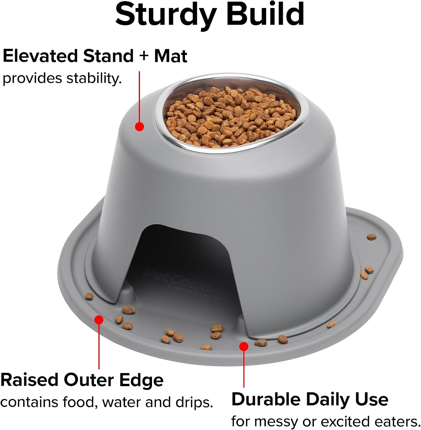 image:imageWeatherTech Single High Pet Feeding System wPlastic DogCat Bowls 3 High Stand Dark Grey PSH0803DGDGLight Grey