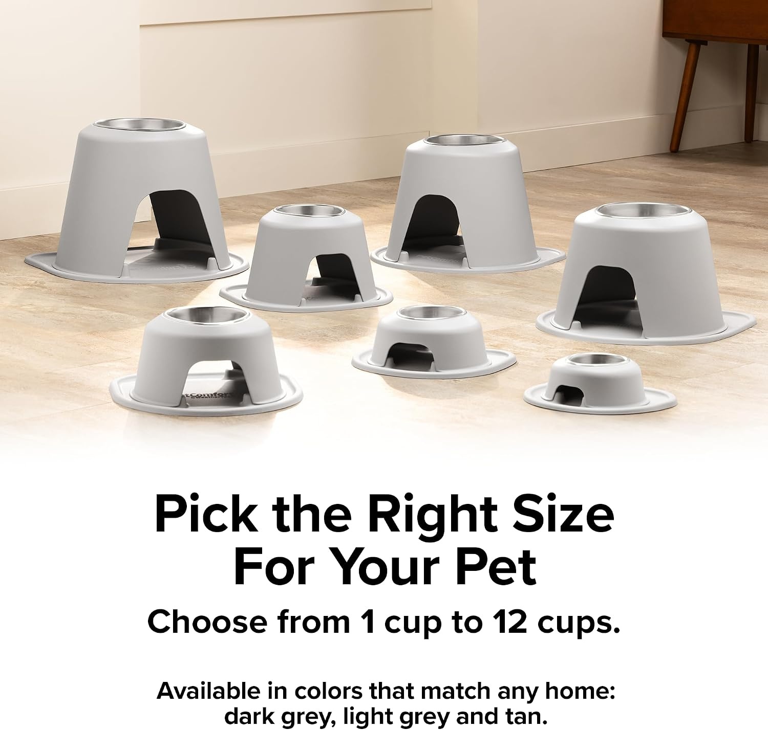 image:imageWeatherTech Single High Pet Feeding System wPlastic DogCat Bowls 3 High Stand Dark Grey PSH0803DGDGTan