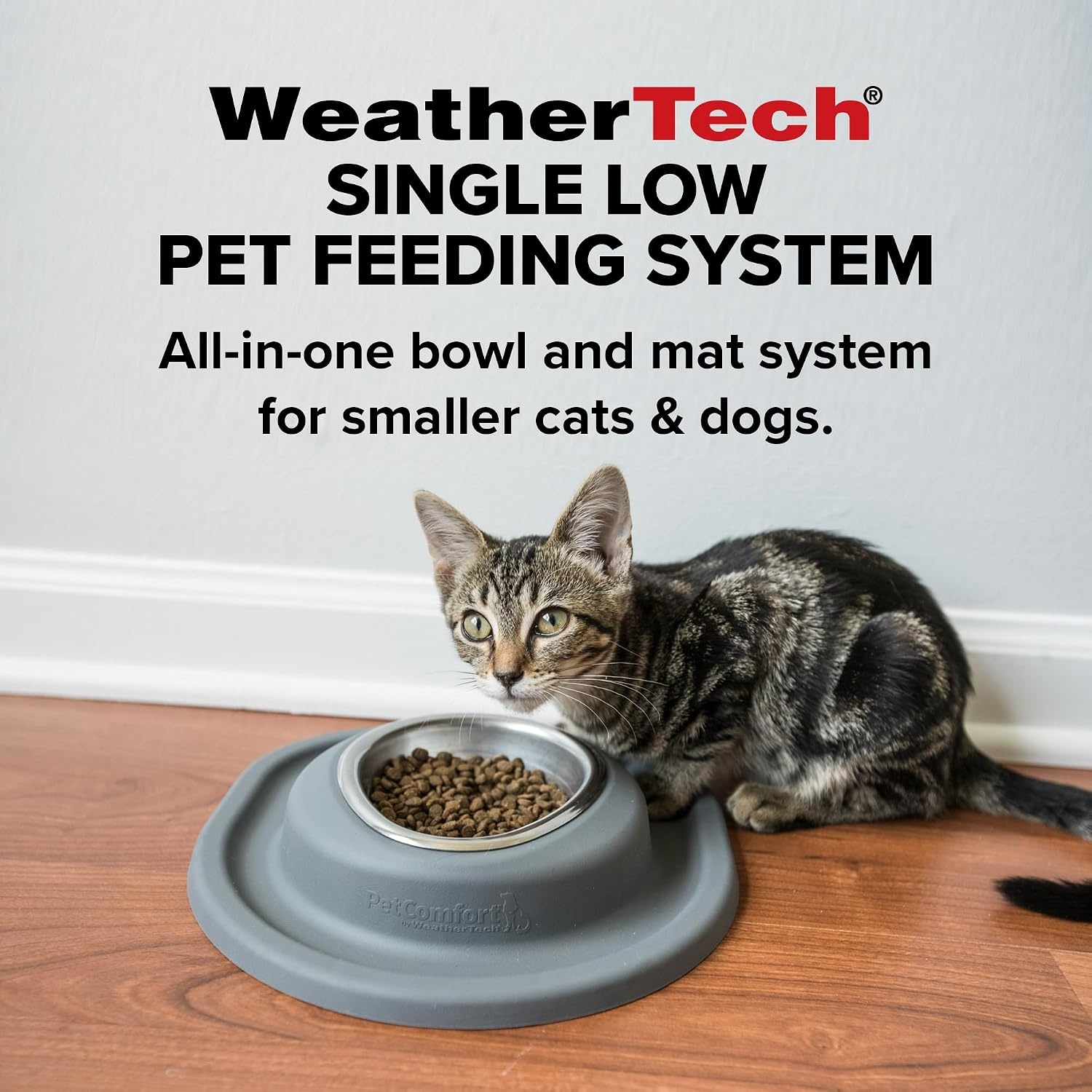 image:imageWeatherTech Single Low Pet Feeding System wPlastic DogCat Bowls 8 oz 1 Cup Dark Grey PSL0801DGDark Grey