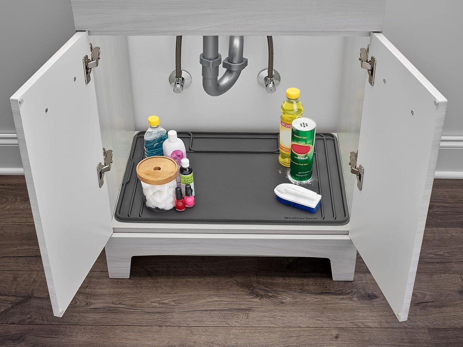 image:imageWeatherTech SinkMat Waterproof Under Sink Liner Mat for Kitchen Bathroom 34 x 22 Inches Durable Flexible Tray Home undersink Organizer Must Haves TanBlack