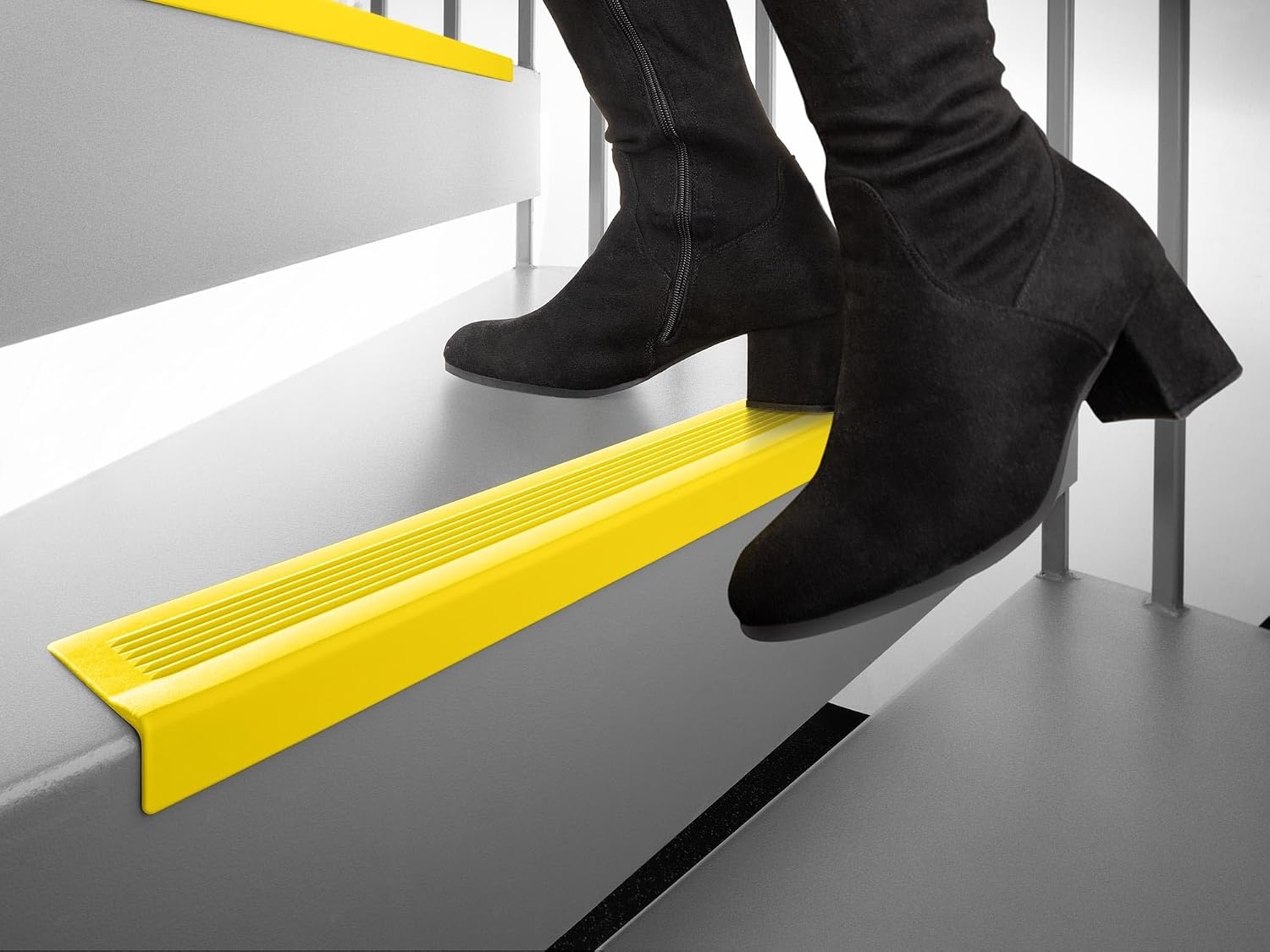 image:imageWeatherTech StairEdge NonSlip SelfAdhesive Staircase Step Edge Protector Brown 295 Inch 5 PackSafety Yellow