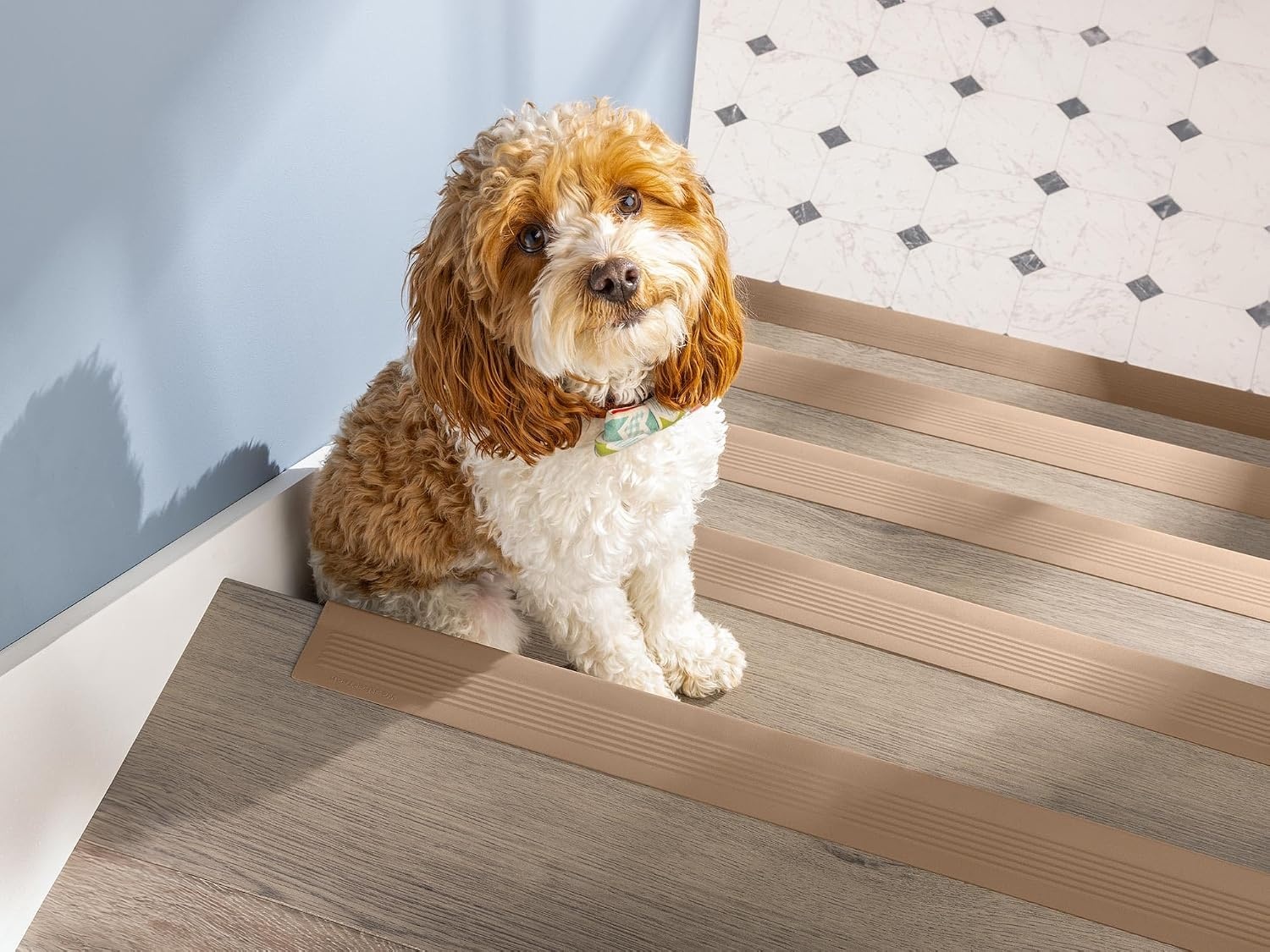 image:imageWeatherTech StairEdge NonSlip SelfAdhesive Staircase Step Edge Protector Brown 295 Inch 5 PackTan