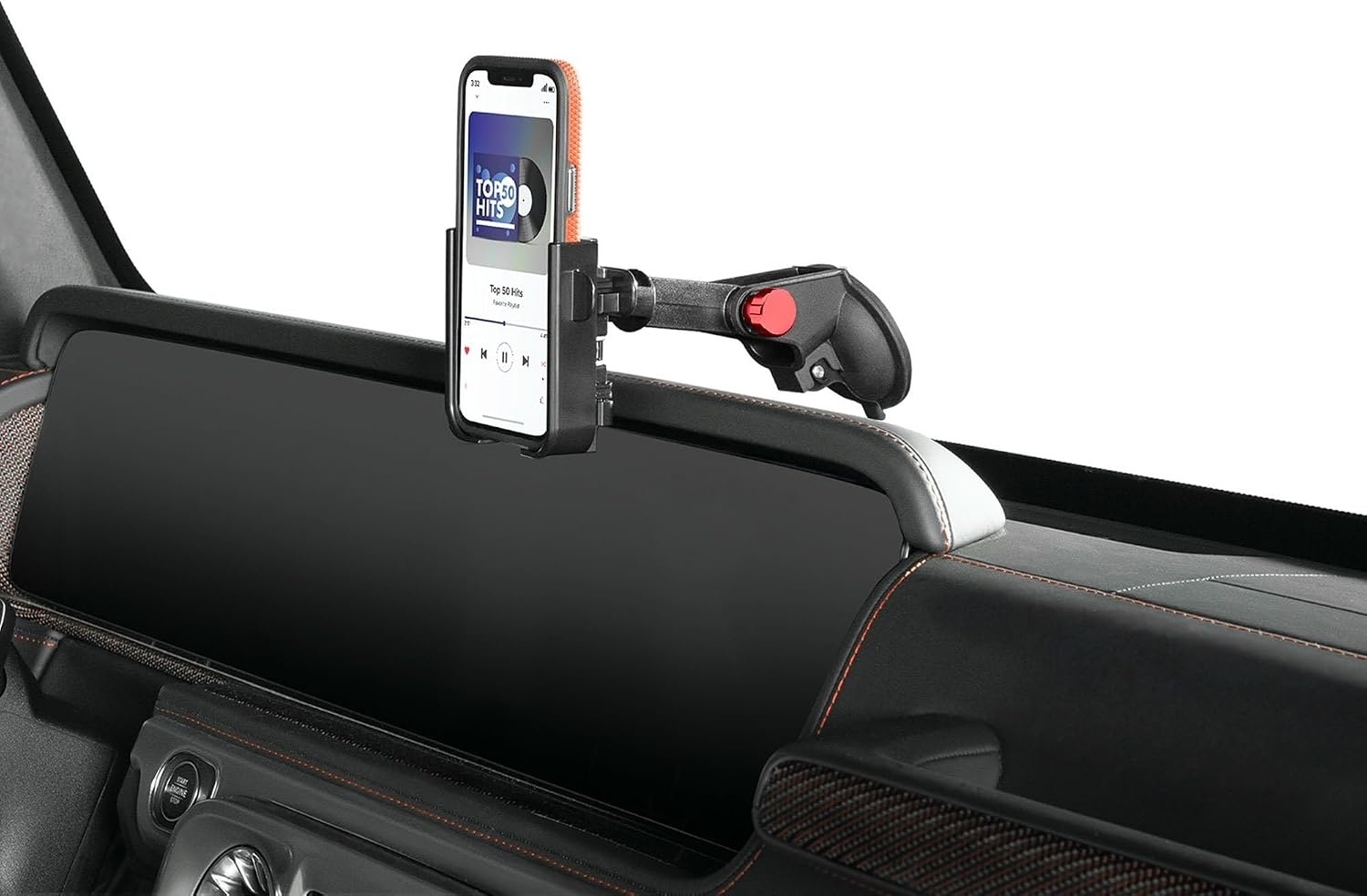 image:imageWeatherTech WindshieldFone with Extension Universal WindshieldMounted Car Phone Holder Black Plastic KnobsRed