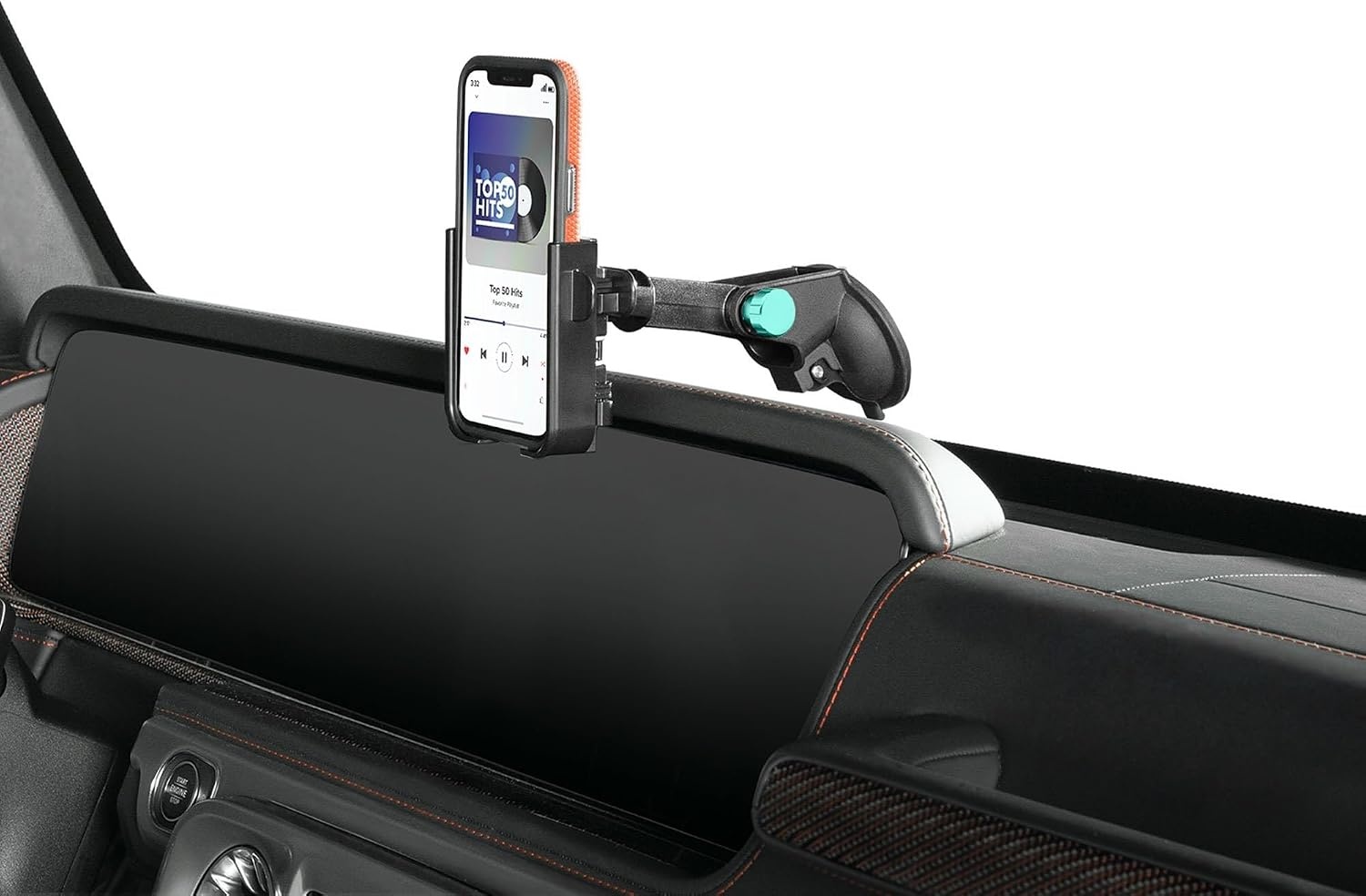 image:imageWeatherTech WindshieldFone with Extension Universal WindshieldMounted Car Phone Holder Black Plastic KnobsTurquoise