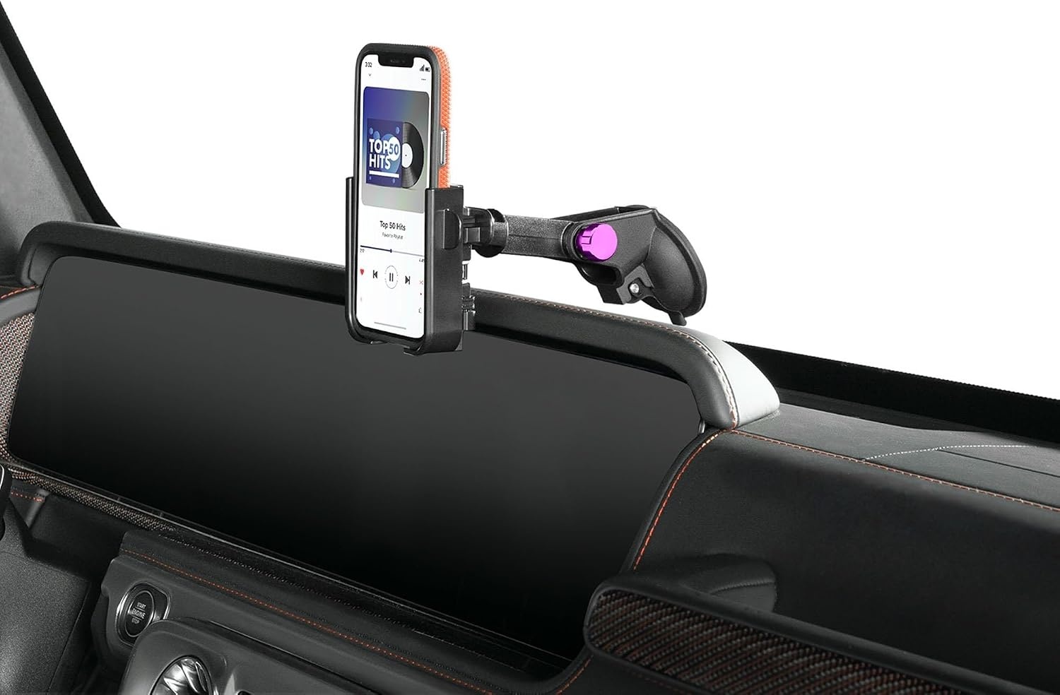 image:imageWeatherTech WindshieldFone with Extension Universal WindshieldMounted Car Phone Holder Black Plastic KnobsViolet