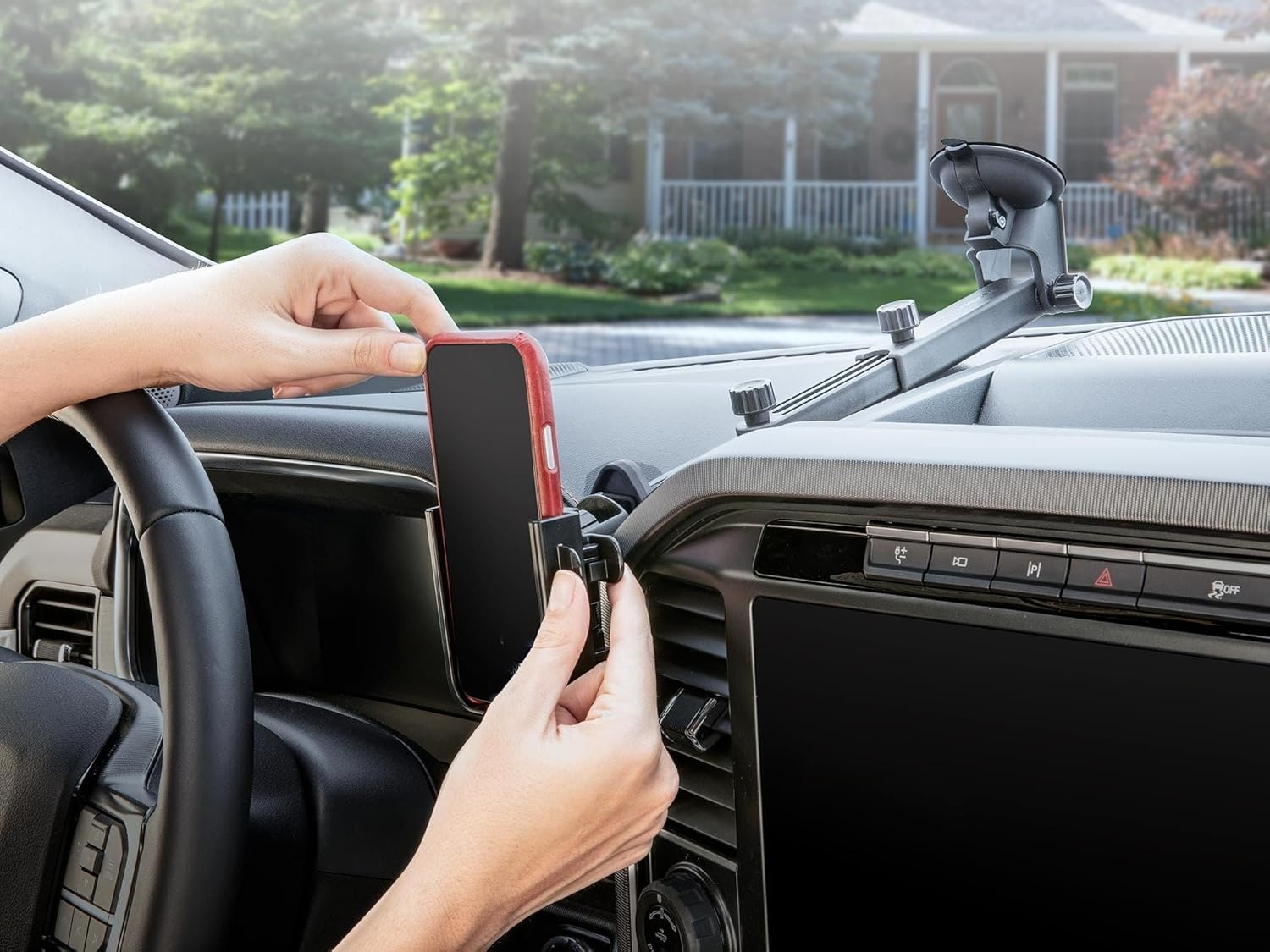 image:imageWeatherTech WindshieldFone with Extension Universal WindshieldMounted Car Phone Holder Black Plastic KnobsViolet