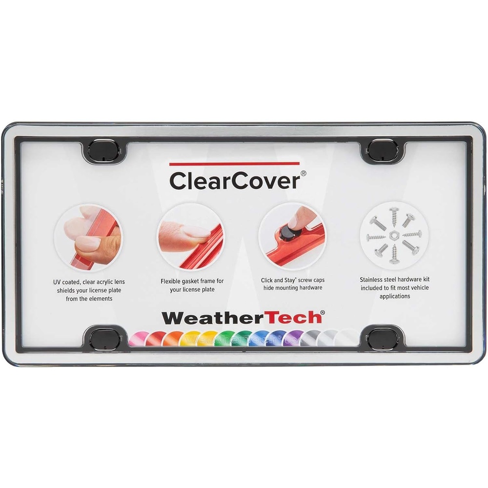 image:imageWeatherTech ClearCover  Clear Acrylic Lens Cover Durable Frame that Protects License Plates BlackBrushed Stainless  Black