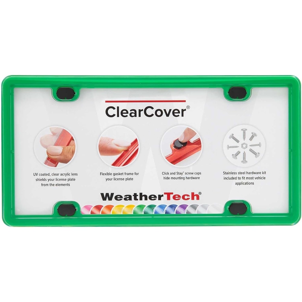image:imageWeatherTech ClearCover  Clear Acrylic Lens Cover Durable Frame that Protects License Plates BlackKelly Green
