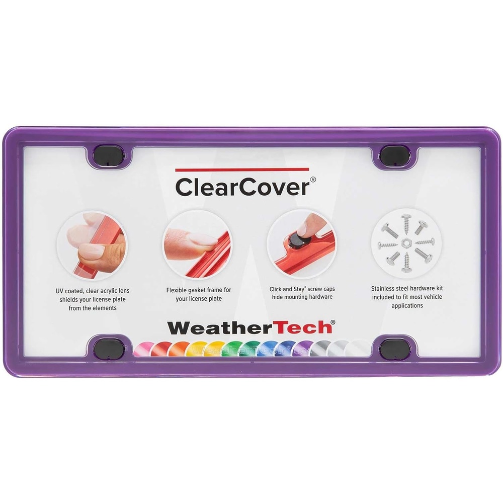image:imageWeatherTech ClearCover  Clear Acrylic Lens Cover Durable Frame that Protects License Plates BlackPurple