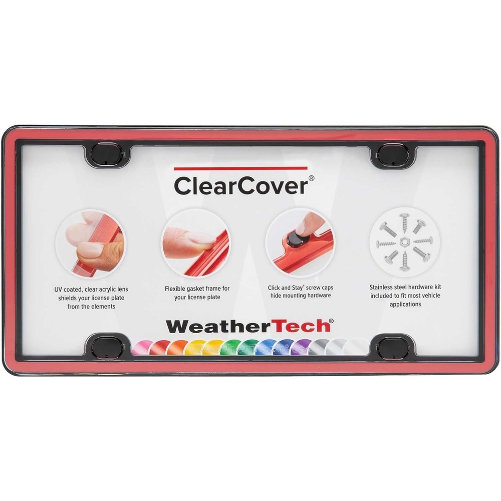 image:imageWeatherTech ClearCover  Clear Acrylic Lens Cover Durable Frame that Protects License Plates BlackRed  Black