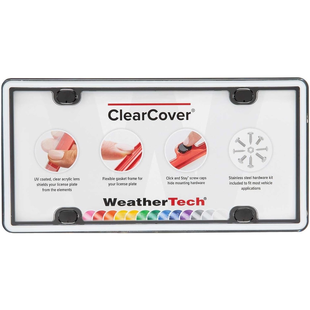 image:imageWeatherTech ClearCover  Clear Acrylic Lens Cover Durable Frame that Protects License Plates BlackWhite  Black
