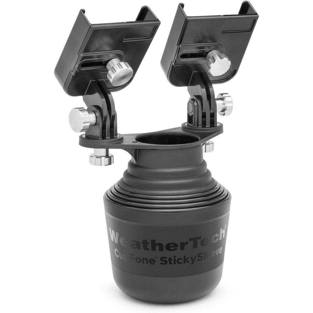image:imageWeatherTech CupFone Duo Adjustable Universal Cup Holder Phone Mount Car amp Truck Accessory Best Design for iPhone amp Smartphone Charging Black Plastic KnobsSilver