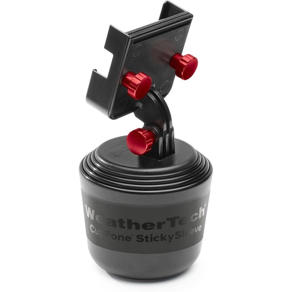 image:imageWeatherTech CupFone Two View  Adjustable Universal Cup Holder Phone Mount Car amp Truck Accessory  Best Design for iPhone amp Smartphone Charging  Black Plastic KnobsRed