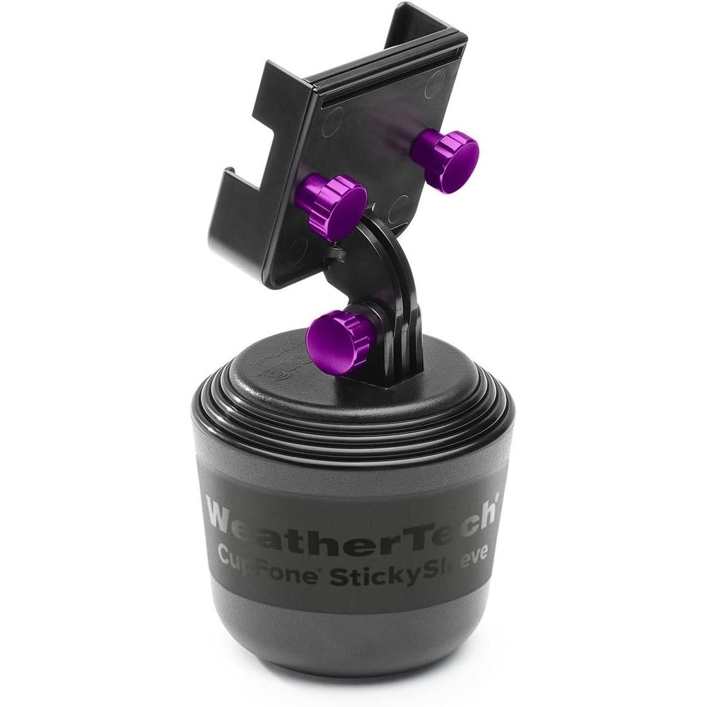 image:imageWeatherTech CupFone Two View  Adjustable Universal Cup Holder Phone Mount Car amp Truck Accessory  Best Design for iPhone amp Smartphone Charging  Black Plastic KnobsViolet