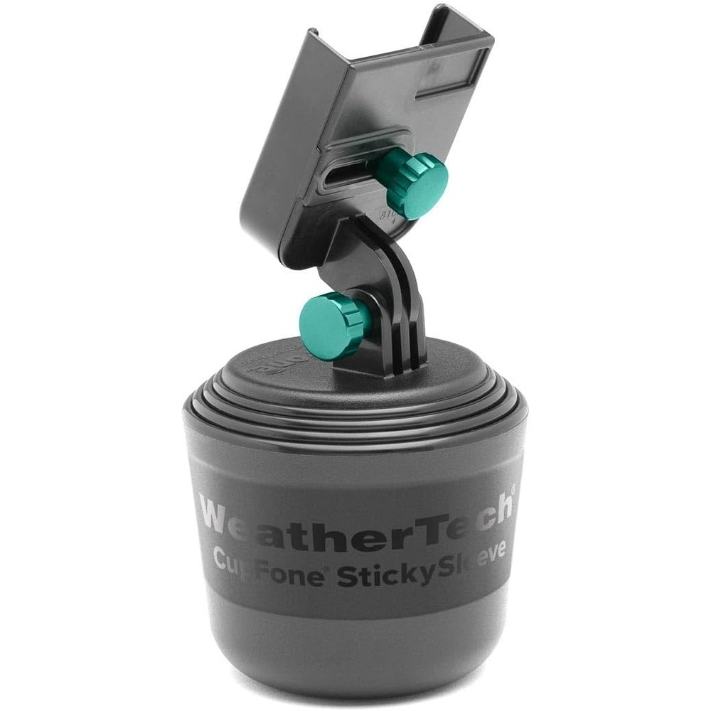image:imageWeatherTech CupFone Universal Cup Holder Phone Mount for Cars Adjustable amp Secure Fit with Open Access for Charging Compatible with iPhone Android BlackTurquoise Billet Knobs