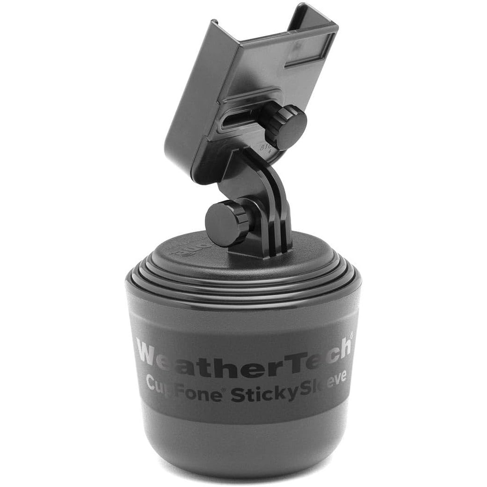 image:imageWeatherTech CupFone Universal Cup Holder Phone Mount for Cars Adjustable amp Secure Fit with Open Access for Charging Compatible with iPhone Android BlackBlack Billet Knobs