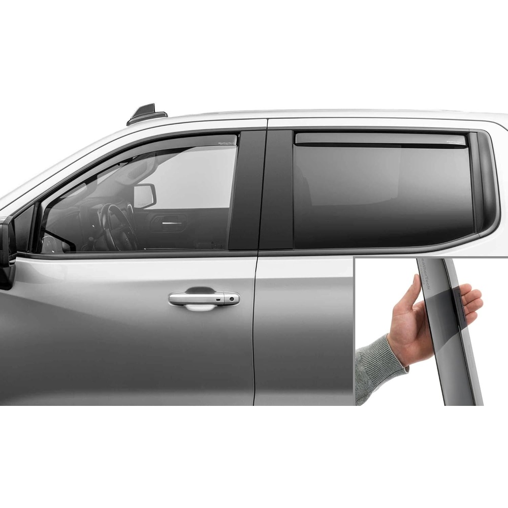 image:imageWeatherTech Custom Fit Side Window Deflectors for Chevrolet Silverado 1500 LTD Silverado 1500 Sierra 1500 Limited  82930IM Dark TintDark Tint