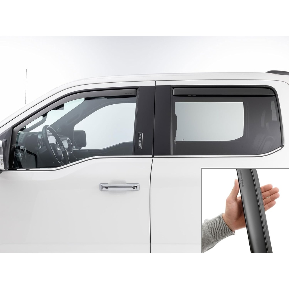image:imageWeatherTech Custom Fit Side Window Deflectors for Ford F150 F150 Lightning F150 Raptor 801025IM81765IM Dark TintMatte Black