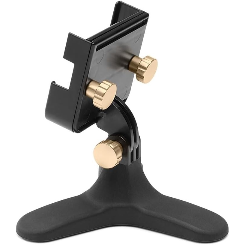 image:imageWeatherTech DeskFone Two View Universal Phone Holder for Flat Surfaces Office Kitchen Nightstand Black Plastic KnobsRose Gold Metal Knobs