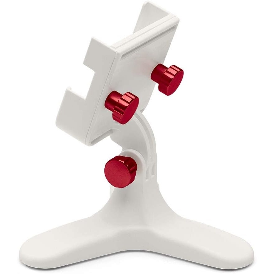 image:imageWeatherTech DeskFone Two View in White  Adjustable Universal Cell Phone Holder Mount Stand for Desk Counter Table  Tripod Design for iPhone amp Smartphone Charging  White Plastic KnobsRed Metal Knobs