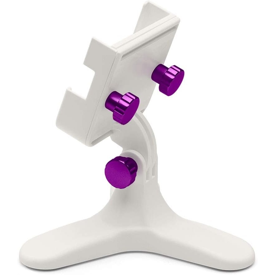 image:imageWeatherTech DeskFone Two View in White  Adjustable Universal Cell Phone Holder Mount Stand for Desk Counter Table  Tripod Design for iPhone amp Smartphone Charging  White Plastic KnobsViolet Metal Knobs