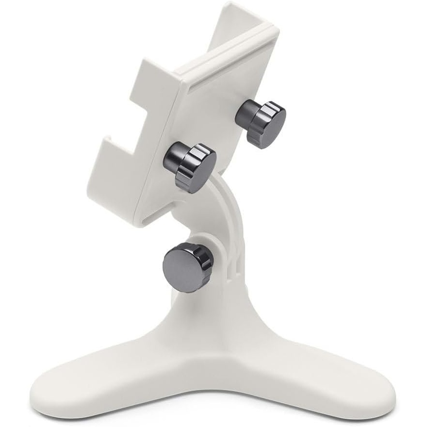 image:imageWeatherTech DeskFone Two View in White Adjustable Universal Cell Phone Holder Mount Stand for Desk Counter Table Tripod Design for iPhone amp Smartphone Charging White Plastic KnobsGraphite Metal Knobs