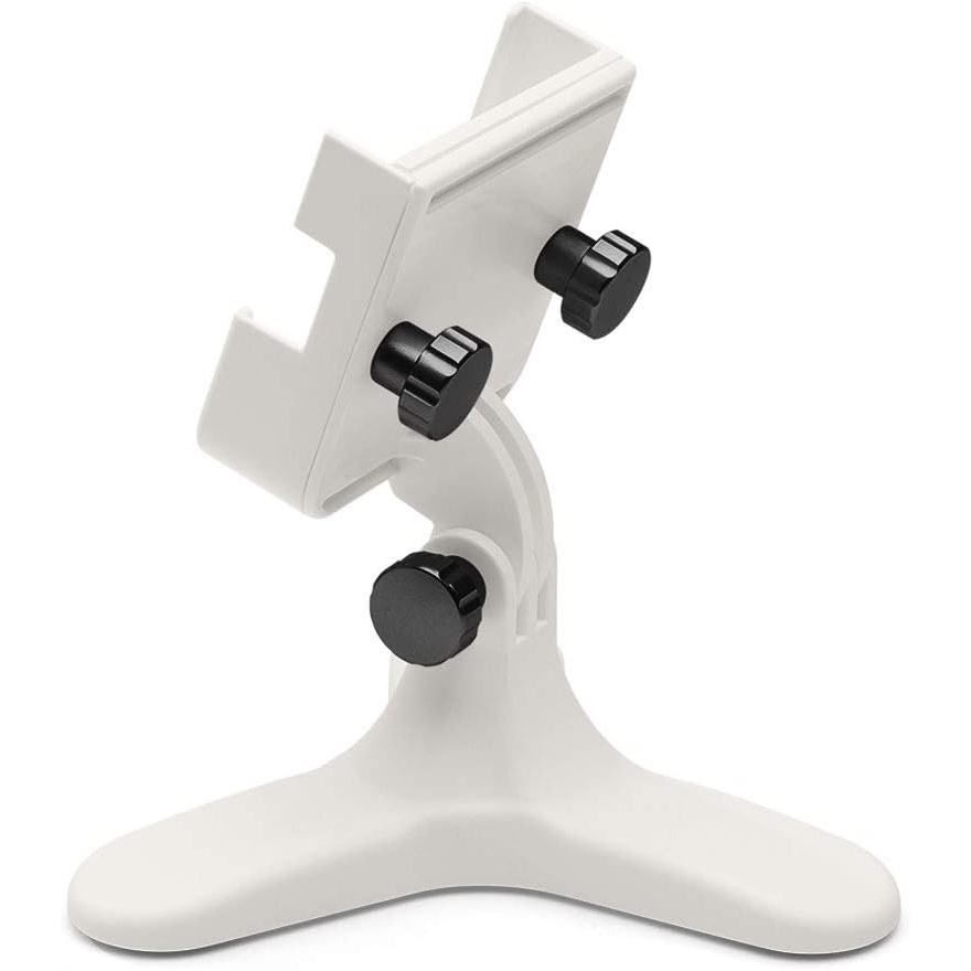 image:imageWeatherTech DeskFone Two View in White  Adjustable Universal Cell Phone Holder Mount Stand for Desk Counter Table  Tripod Design for iPhone amp Smartphone Charging  White Plastic KnobsBlack Metal Knobs