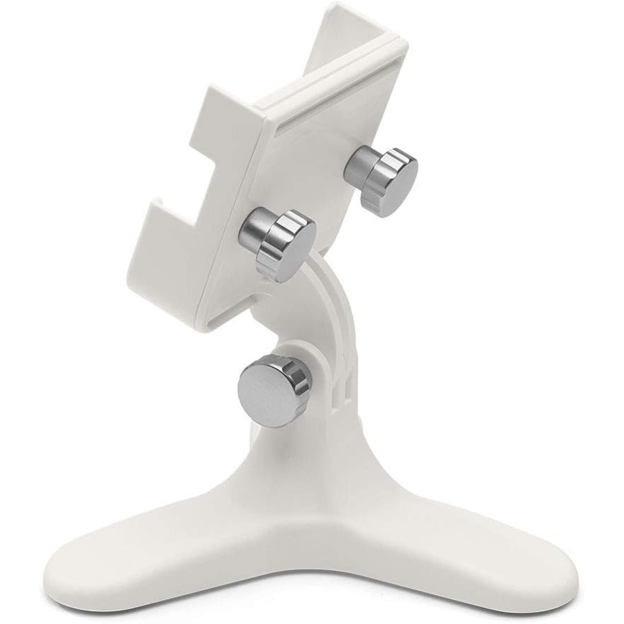 image:imageWeatherTech DeskFone Two View in White  Adjustable Universal Cell Phone Holder Mount Stand for Desk Counter Table  Tripod Design for iPhone amp Smartphone Charging  White Plastic KnobsSilver Metal Knobs