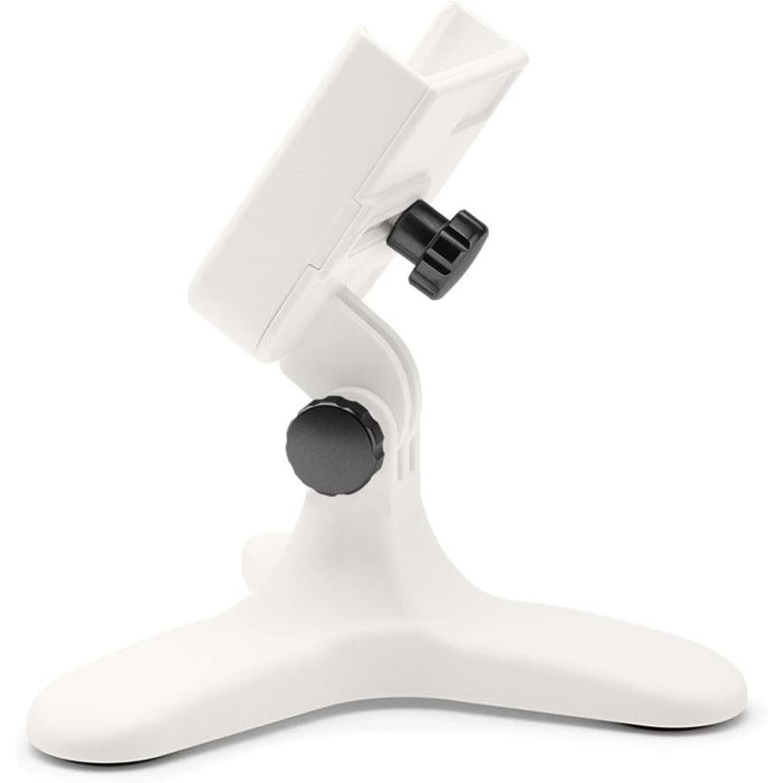 image:imageWeatherTech DeskFone in White Adjustable Universal Cell Phone Holder Mount Stand for Desk Counter Table Tripod Design for iPhone amp Smartphone Charging Plastic KnobsBlack Metal Knobs