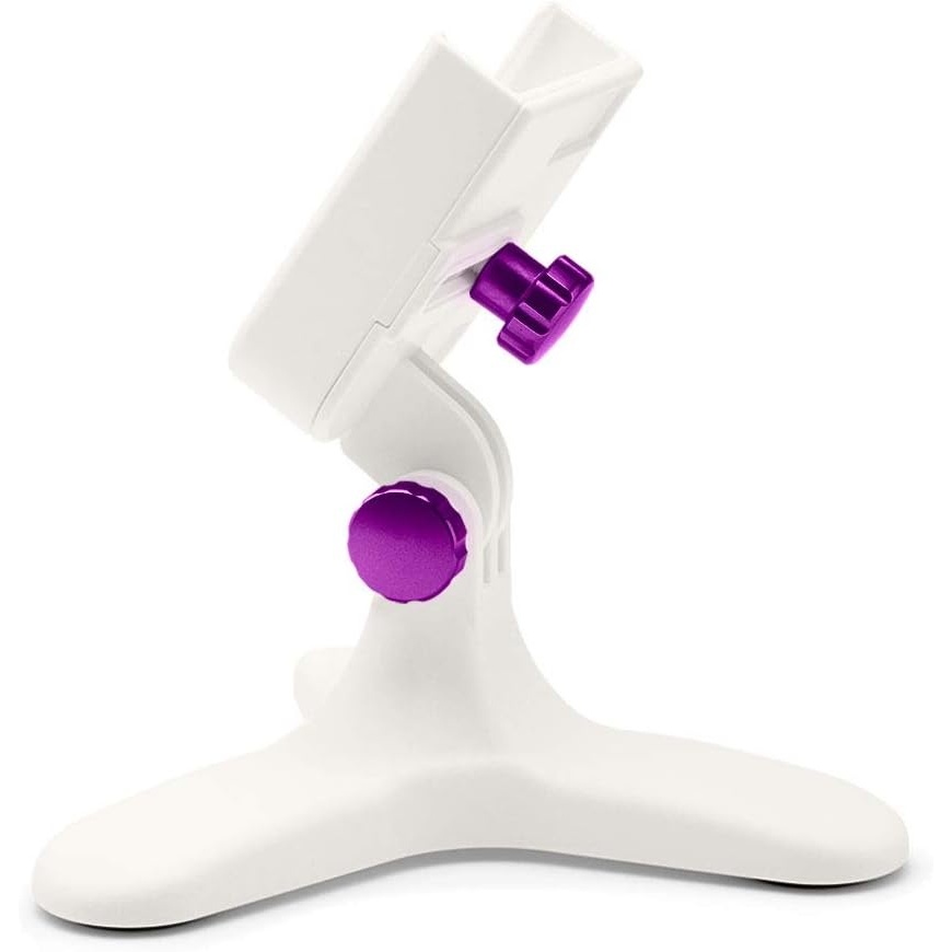 image:imageWeatherTech DeskFone in White  Adjustable Universal Cell Phone Holder Mount Stand for Desk Counter Table  Tripod Design for iPhone amp Smartphone Charging  Plastic KnobsViolet Metal Knobs