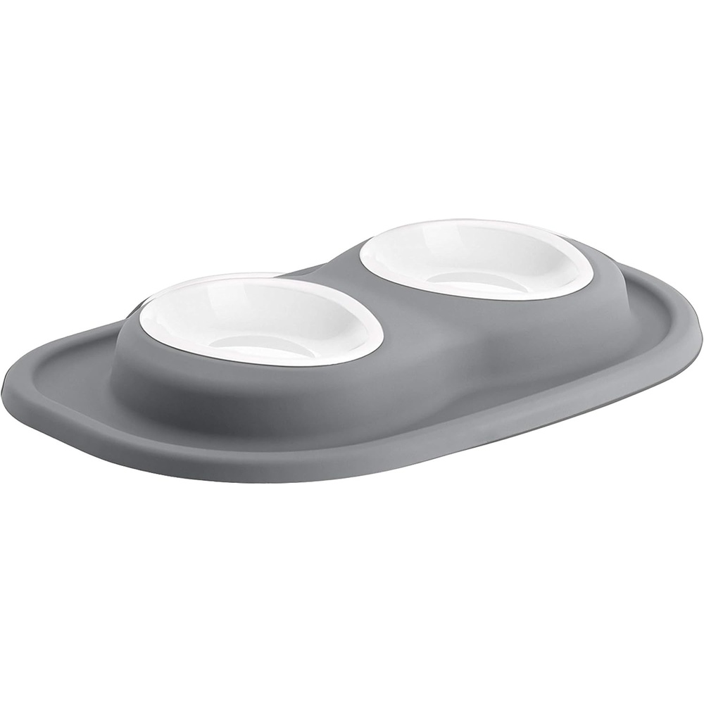 image:imageWeatherTech Double Low Pet Feeding System wPlastic DogCat Bowls  8 oz 1 Cup Dark Grey PDL0801DGDark Grey