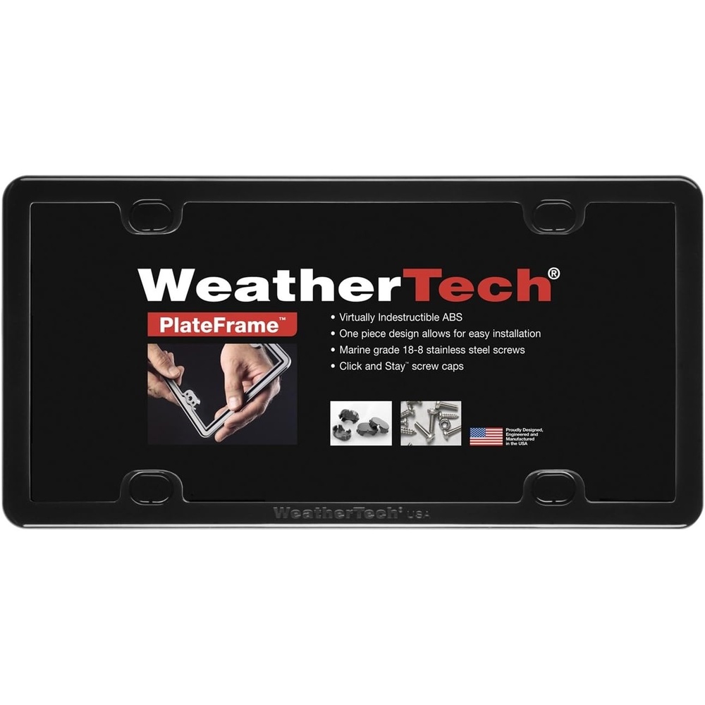 image:imageWeatherTech PlateFrame WeatherResistant Low Profile Protective License Plate Frame Black No Cover