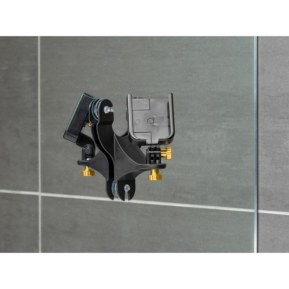 image:imageWeatherTech Rotating MirrorFone  White with White Plastic Knobs Phone Holder Mount for Bathroom Kitchen Shower Mirror Tile 8ARM2WHGold Billet Knobs