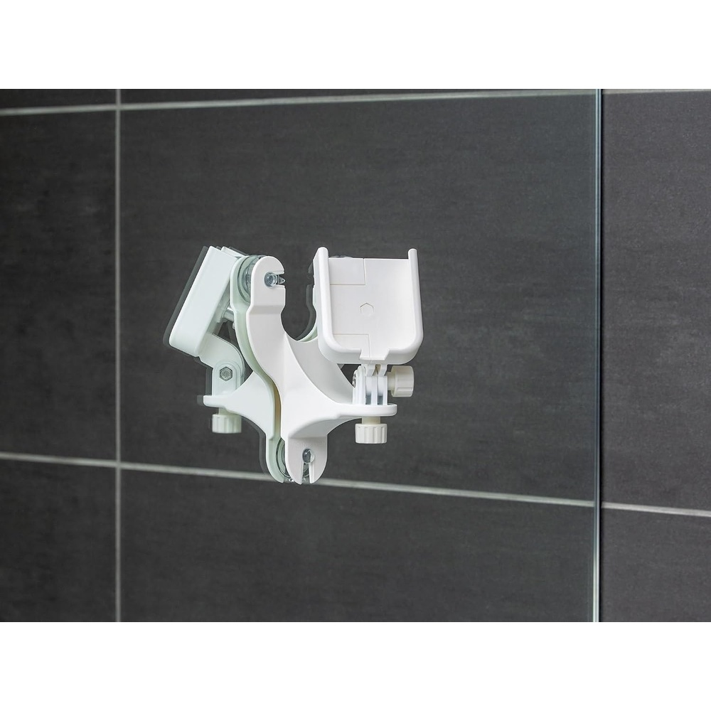 image:imageWeatherTech Rotating MirrorFone White with White Plastic Knobs Phone Holder Mount for Bathroom Kitchen Shower Mirror Tile 8ARM2WHWhite Plastic Knobs