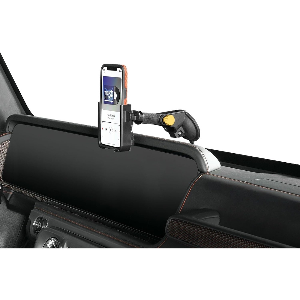 image:imageWeatherTech WindshieldFone with Extension  Universal WindshieldMounted Car Phone Holder  Black Plastic KnobsGold