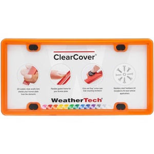 WeatherTech ClearCover – Clear Acrylic Lens Cover, Durable Frame that Protects License Plates, Black(Orange)