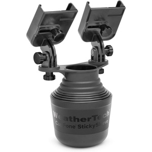 WeatherTech CupFone Duo – Adjustable, Universal Cup Holder Phone Mount Car & Truck Accessory – Best Design for iPhone & Smartphone Charging – Black Plastic Knobs(Black)