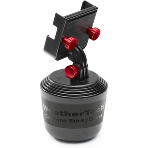 WeatherTech CupFone Two View – Adjustable, Universal Cup Holder Phone Mount Car & Truck Accessory – Best Design for iPhone & Smartphone Charging – Black Plastic Knobs(Red)