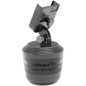 WeatherTech CupFone, Universal Cup Holder Phone Mount for Cars – Adjustable & Secure Fit with Open Access for Charging – Compatible with iPhone, Android – Black(Graphite Billet Knobs)