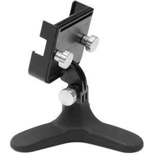 WeatherTech DeskFone Two View Universal Phone Holder for Flat Surfaces, Office, Kitchen, Nightstand – Black Plastic Knobs(Silver Metal Knobs)