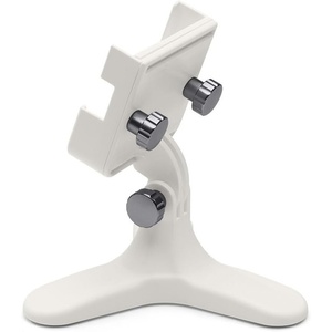 WeatherTech DeskFone Two View in White – Adjustable, Universal Cell Phone Holder Mount Stand for Desk, Counter, Table – Tripod Design for iPhone & Smartphone Charging – White Plastic Knobs(Graphite Metal Knobs)