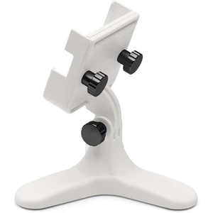 WeatherTech DeskFone Two View in White – Adjustable, Universal Cell Phone Holder Mount Stand for Desk, Counter, Table – Tripod Design for iPhone & Smartphone Charging – White Plastic Knobs(Black Metal Knobs)