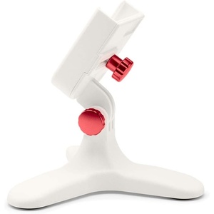 WeatherTech DeskFone in White – Adjustable, Universal Cell Phone Holder Mount Stand for Desk, Counter, Table – Tripod Design for iPhone & Smartphone Charging – Plastic Knobs(Red Metal Knobs)