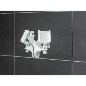 WeatherTech Rotating MirrorFone – White with White Plastic Knobs -Phone Holder Mount for Bathroom Kitchen Shower Mirror Tile (8ARM2WH)(White Plastic Knobs)