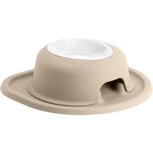 WeatherTech Single High Pet Feeding System w/Plastic Dog/Cat Bowls – 3″ High Stand Dark Grey (PSH0803DGDG)(Tan)