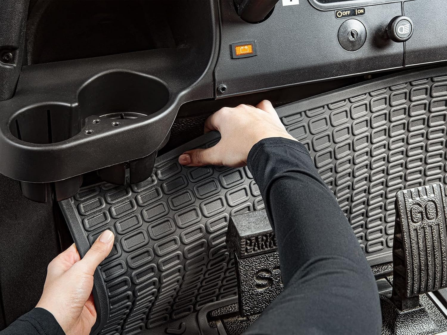 image:imageWeatherTech Custom Golf Cart Mat for Club Car Jaunt Onward 2 Onward 41st Row 1Piece W549 Black