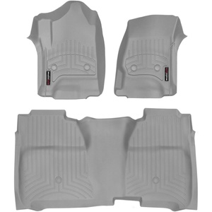 WeatherTech Custom Fit FloorLiners for 2015-2019 GMC Sierra 2500HD/3500HD, Chevrolet Silverado 2500HD/3500HD – 1st & 2nd Row (Full Coverage Row) (446071-445422), Black(Grey)